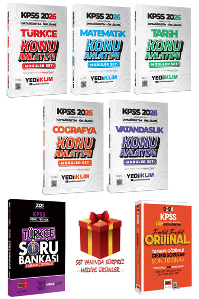 Yediiklim Yayınları 2026 KPSS Ortaöğretim-Ön Lisans Konu Anlatımı+Soru Bankas...