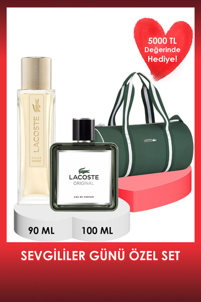 Lacoste Pour Femme EDP 90 ml Kadın + Original EDP 100 ml Erkek Parfüm + Spor ...