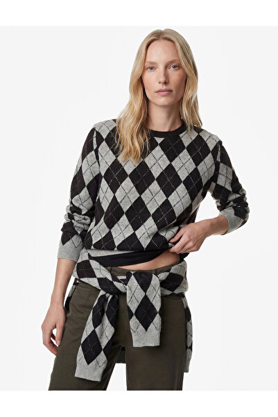 Koton Long Sleeve Crew Neck Diamond Patterned Stone Detailed Knitwear Sweater