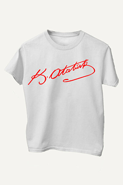 Çapıt Βαμβακερό κόκκινο μπλουζάκι με στάμπα Atatürk, λευκό κοντομάνικο, 23 Απ...