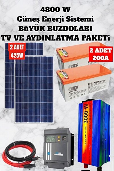 maxcam 4800 WATT TV, Buzdolabı, Aydınlatma Güneş Enerji Sistemi Paketi Bağ Ev...