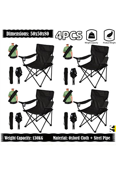 Generic كرسي تخييم قابل للطي مع مساند للذراعين وحامل أكواب، كرسي شاطئ وحديقة ...