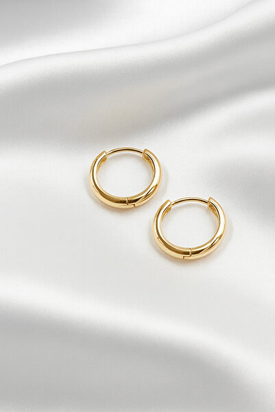 ÇEKİRDEK JEWELRY 925 Ayar Gümüş Düz Sade Halka Küpe