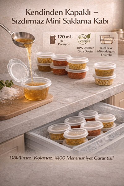 Owersea 5 Adet Sızdırmaz 120 ml Mini Saklama Kabı Sosluk Buzluk Kabı, Et Suyu...