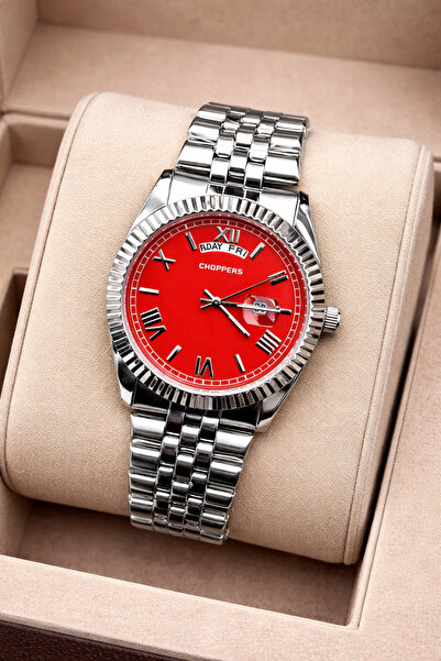 ÇEKİRDEK JEWELRY ساعة تشوبرز للرجال |   القرص الأحمر |   سلك من الفولاذ المقا...