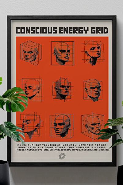 Taranist Poster - CONSCIOUS BİLİNÇLİ ENERJİ AĞI Fütüristik Soyut Ev Dekorasyo...