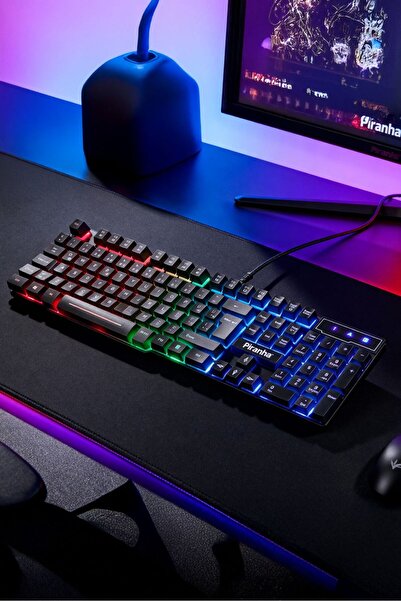 Piranha 2345 RGB Oyuncu Klavyesi | USB Kablolu | 7 Renk LED Işıklı | Türkçe Q Gaming Keyboard