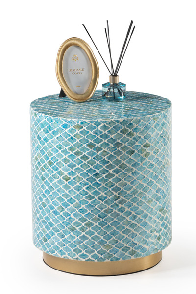 Lisso Maris Doğal Kaplama Lüks El İşçiliği Yan Sehpa / Tabure 40x40 H:45