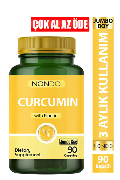 Nondo Kurkumin Jumbo Boy Zerdaçal ve Piperin Ekstresi 90 Kapsül (Curcumin)
