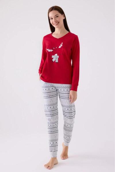 Arnetta Women's Red Long Sleeve Pajama Set