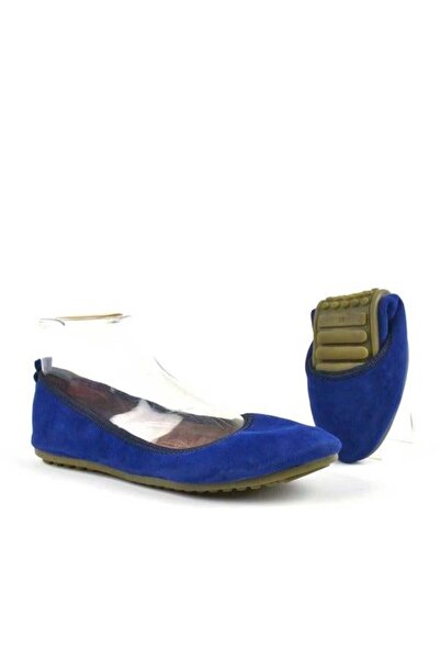 TREND Сині замшеві складні жіночі балетки