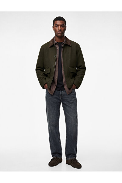 Koton Регулярна кройка, дълъг ръкав, кадифена риза с качулка и джобове, яка и...