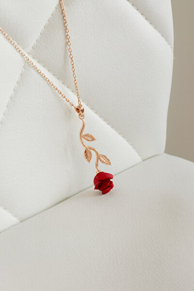 ÇEKİRDEK JEWELRY Işıklı Hediye Kutulu 925 Ayar Gümüş Gül Figürlü Kolye Anlaml...