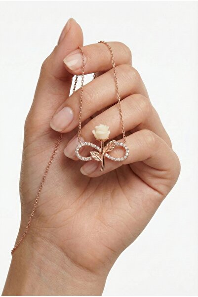 ÇEKİRDEK JEWELRY 925 Ayar Gümüş Sonsuzluk Güllü Kolye
