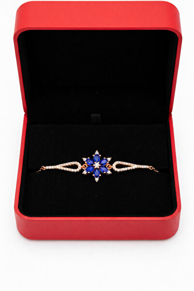 ÇEKİRDEK JEWELRY 925 Ayar Gümüş Safir Taşlı Lotus Bileklik