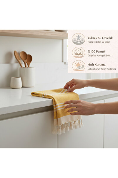 CESSTORE %100 Pamuk Yüksek Emici Mutfak El Havlusu, Hızlı Kuruyan, Yumuşak Do...