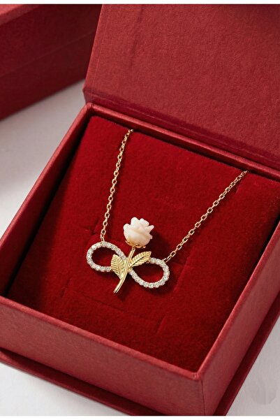 ÇEKİRDEK JEWELRY 925 Ayar Gümüş Sonsuzluk Güllü Kolye