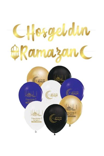 Beyaz Gelincik Tasarım Ramazan Ayı Süslemesi Metalik Parlak Hoşgeldin Ramazan...