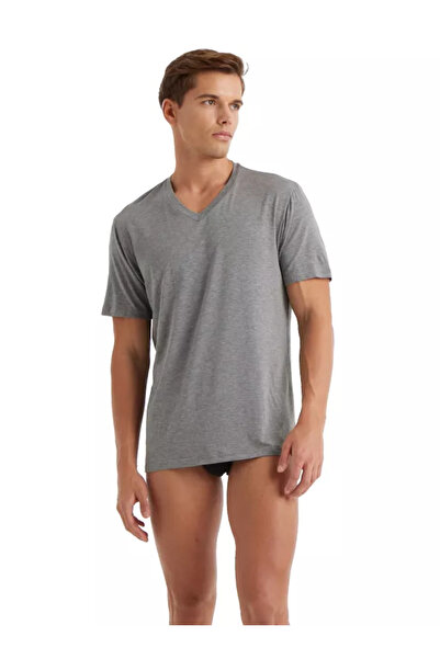 Blackspade Men's Silver Modal V-Neck T-Shirt-Grey