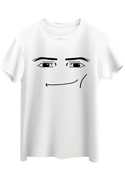 Texclusive Roblox Face Man Tişört Beyaz Unisex Tshirt