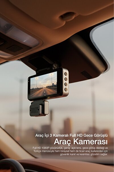 Kensa 3 Kameralı Full HD 1080P Araç İçi & Dış Görüş Araç Kamerası – Gece Görüşlü
