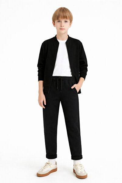 AHENGİM Pantaloni de sport de școală din țesătură de vafe de bază pentru băie...