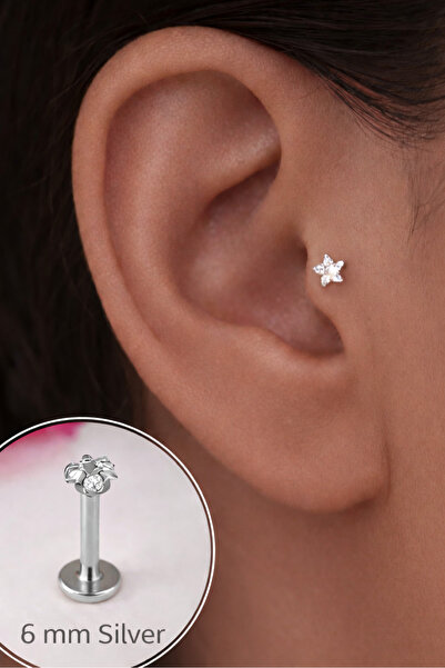 Sacce Scarves&Accessories Çelik Yıldız Piercing 6 Mm Tragus Helix Kıkırdak Conch