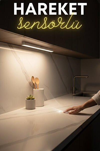 HYPENS 50cm Hareket Sensörlü Şarjlı Led Lamba 2 Mod 3 Renk Ayarlı Mutfak&Tezg...