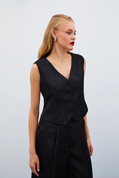 Sateen Креп-сатеневий жилет - чорний