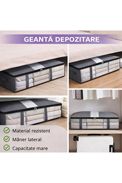 SMARTECH Geantă de depozitare a hainelor sub pat, închidere cu fermoar, rezis...