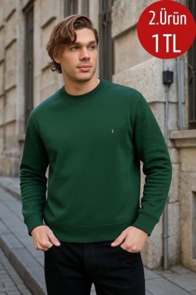 COMBİNE MİCHAİL Pánska mikina s výstrihom do khaki farby