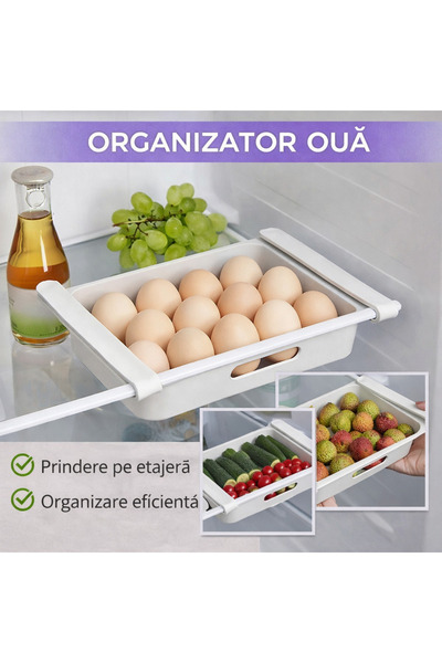 SMARTECH Cutie organizatoare pentru 12 ouă, sistem de fixare pe rafturi