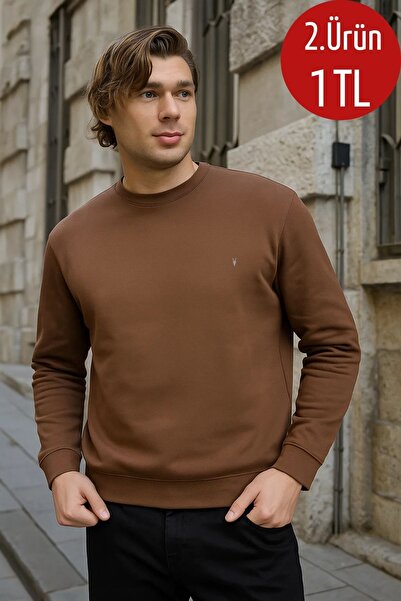 COMBİNE MİCHAİL Kávová mikina Crew Neck