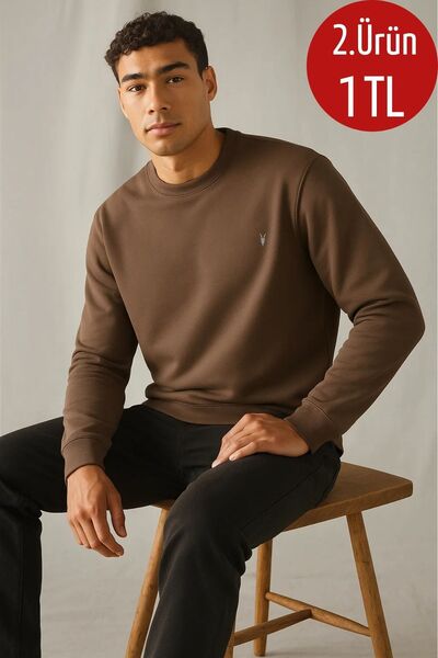 COMBİNE MİCHAİL Pulover de iarnă pentru bărbați, gros, de bază, maro, casual