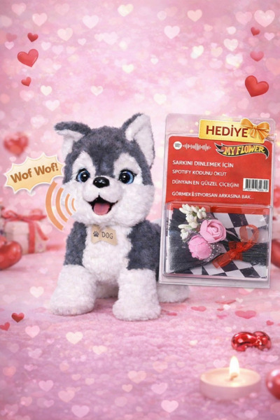 ZİVENTA Havlayan Peluş Köpek Oyuncak Pilli 35 Cm Sevgililer Günü Çocuklar Hed...