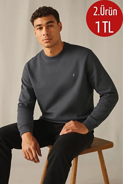 COMBİNE MİCHAİL Pánský zimní silný základní volný svetr kouřové barvy