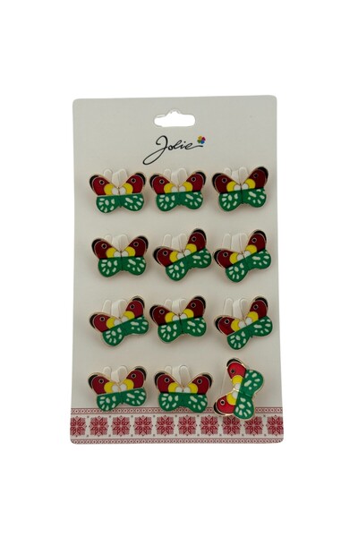 JOLIE Σετ 12 καρφίτσες Martisor για παιδιά, Jolie, μοντέλο πεταλούδας, πολύχρ...