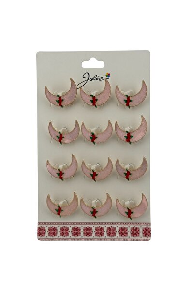 Flippy Set 12 Brose Martisor pentru Copii Semiluna Roz cu Trandafiri