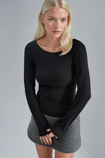 Hiccup Busem Slim Fit Ribbed Boat Neck Blouse