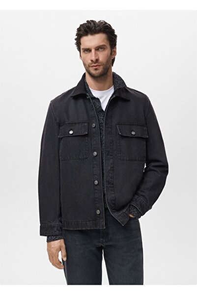 MANGO Man Kürk yakalı denim mont