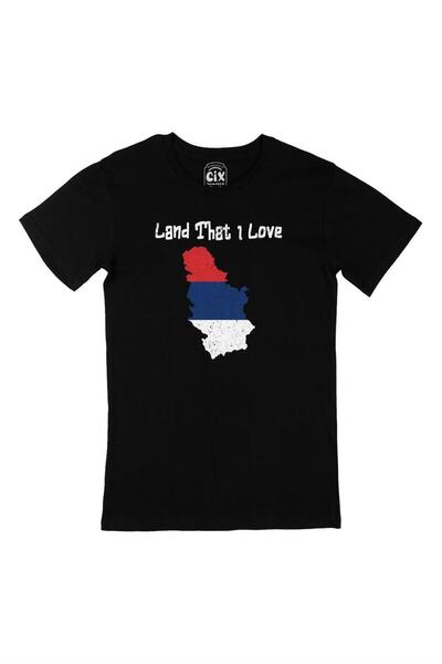 Cix Land That I Love Georgia Μαύρο μπλουζάκι με στάμπα με σχέδιο τσέπης