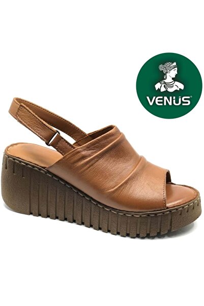 Venüs Trogi Genuine Leather Comfort Orthopedic Women's Sandals Taba