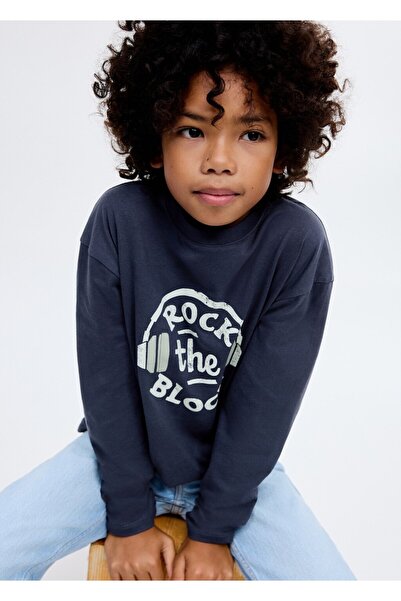 MANGO Kids Τύπωμα μακρυμάνικο μπλουζάκι
