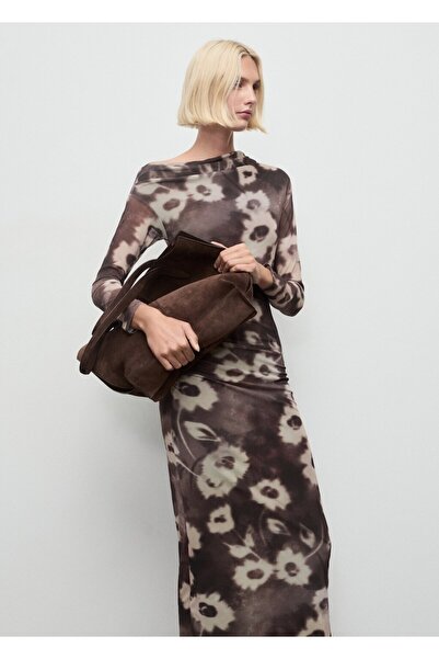 MANGO Woman Çiçek desenli asimetrik elbise