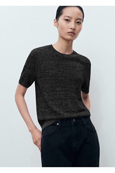 MANGO Woman Kısa kollu simli kazak