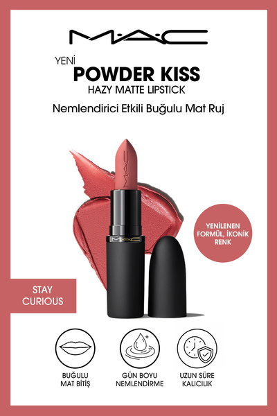 M.A.C Powder Kiss Hazy Matte Lipstick Nemlendirici Etkili Buğulu Mat Ruj - St...