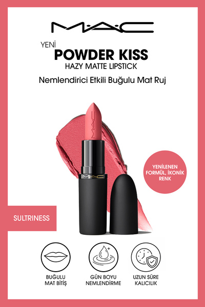 M.A.C Powder Kiss Hazy Matte Lipstick Nemlendirici Etkili Buğulu Mat Ruj - Su...