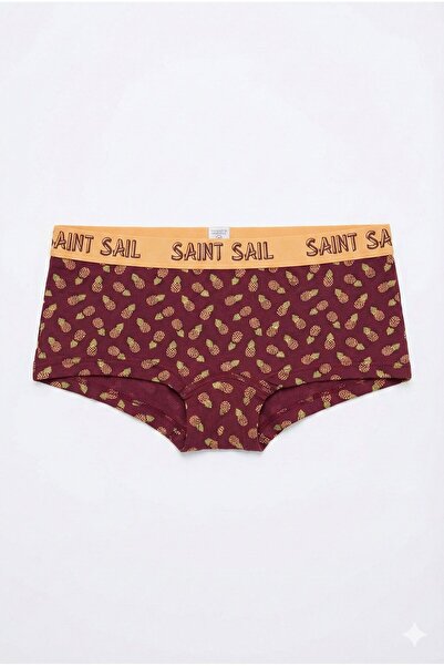 Saint Sail Tropical Pineapple Printed Warm Tones Comfortable Women's Boxer Br...