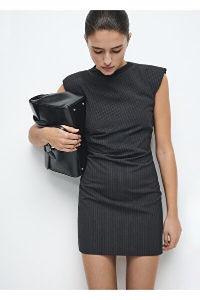 MANGO Woman Diplomatik çizgili cut out detaylı elbise