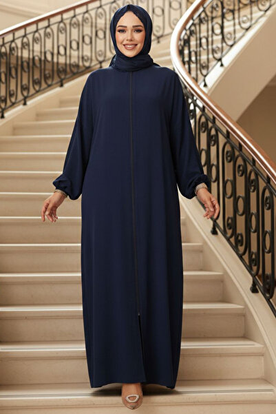 N.S NEVA STYLE Φόρεμα προσευχής με φερμουάρ Navy Blue Hijab 73271L
